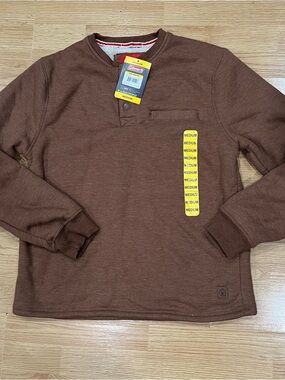 Coleman Sherpa Lined Waffle Henley Copper Heather Men’s Medium NWT Warm Layer